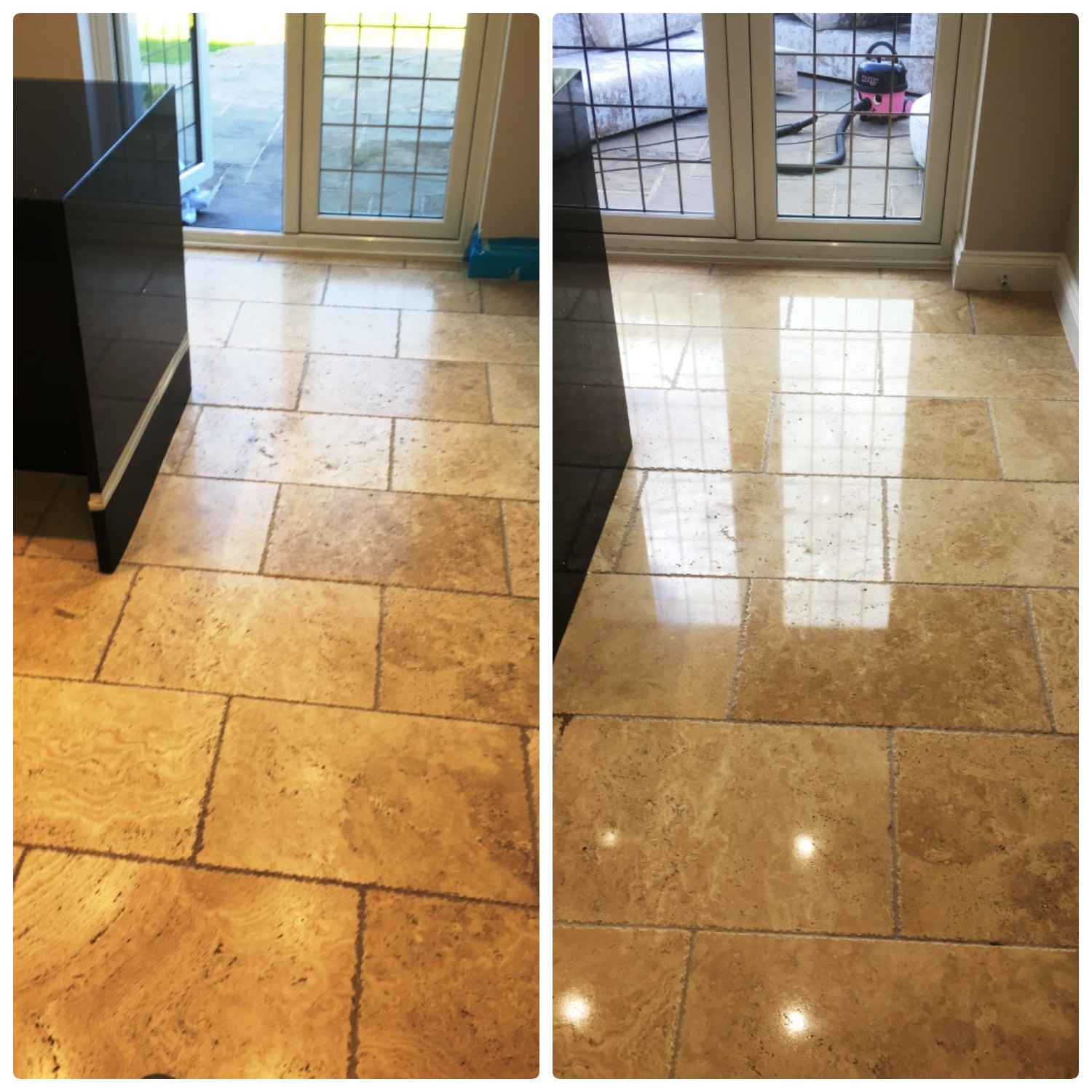 travertine floors before and after